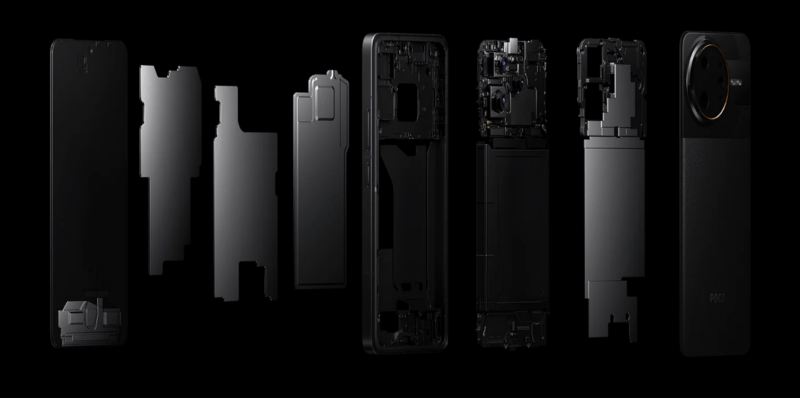 ภาพกราฟิกแสดงชิ้นส่วนภายในและระบบระบายความร้อน ประกอบบทความ POCO F7 Ultra vs Realme 12 Pro+ 5G