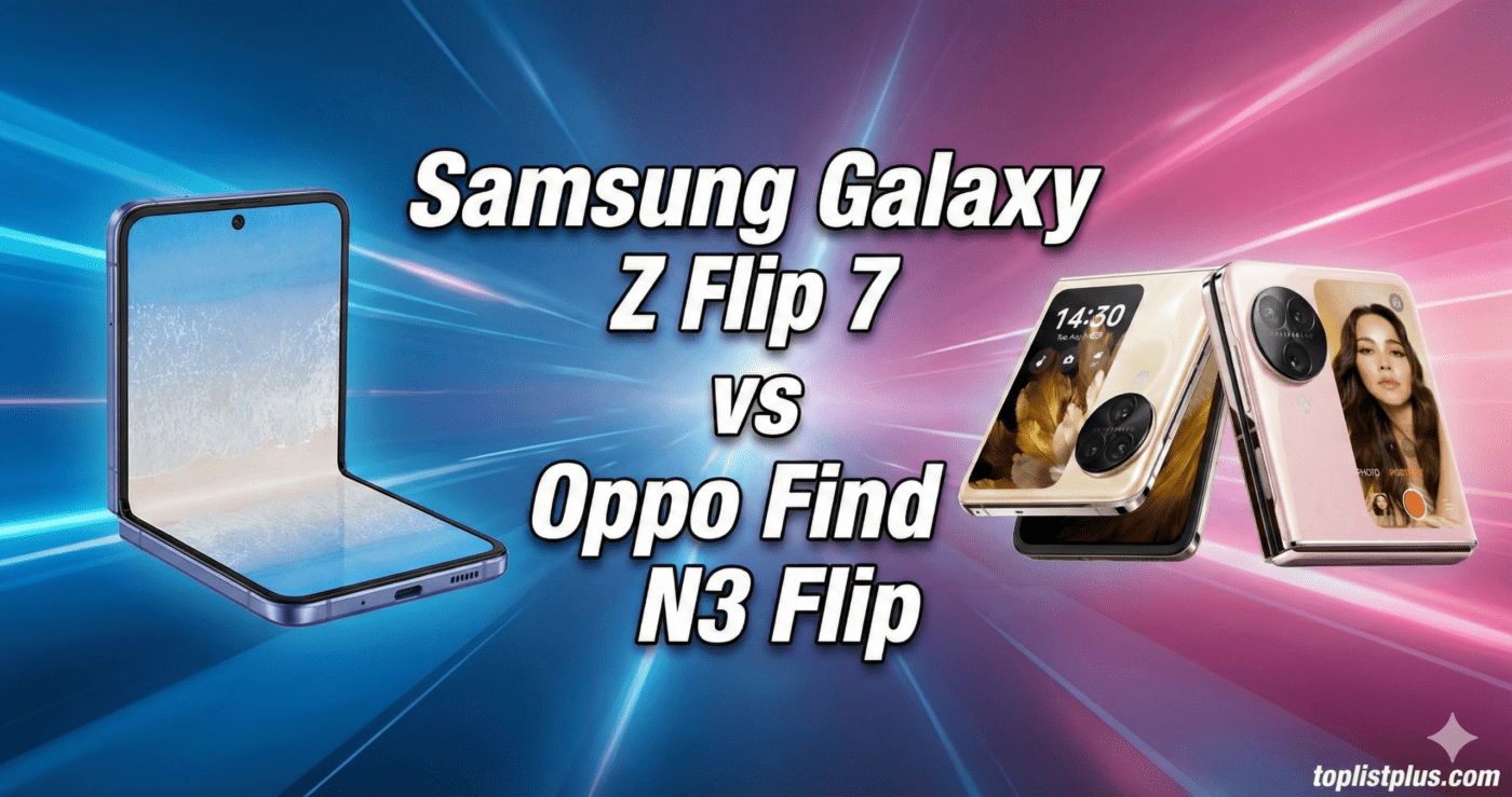 Samsung Galaxy Z Flip 7 vs Oppo Find N3 Flip รูปภาพเปรียบเทียบดีไซน์และหน้าจอพับของ Samsung Galaxy Z Flip 7 vs Oppo Find N3 Flip โทรศัพท์มือถือจอพับสองรุ่นยอดนิยม
