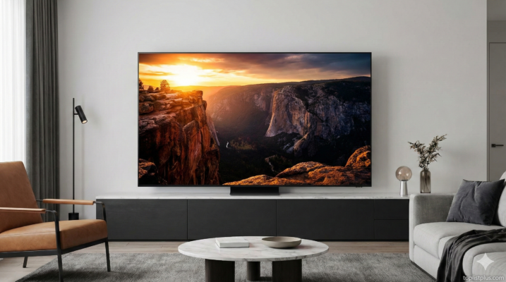 หน้าจอทีวีแสดงภาพวิวทิวทัศน์ที่มีความคมชัดสูงและสีสันสมจริง เพื่อสื่อถึงเทคโนโลยี HDR10+ คืออะไร