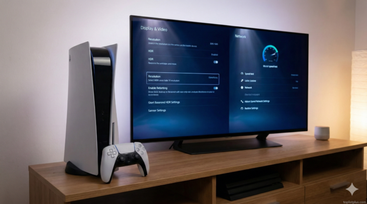 ภาพหน้าจอเมนูการตั้งค่าบนทีวีที่เชื่อมต่อกับเครื่อง PS5 แสดงขั้นตอนวิธีตั้งค่า PS5 ให้ภาพสวยและเน็ตแรงที่สุด