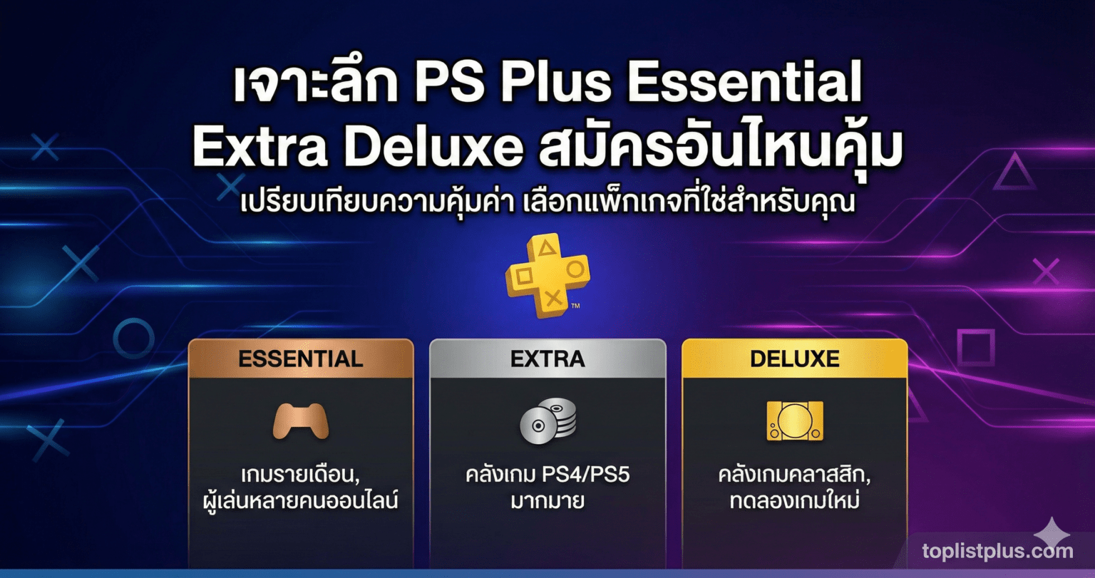 เจาะลึก PS Plus Essential Extra Deluxe สมัครอันไหนคุ้ม ฉบับปี 2026