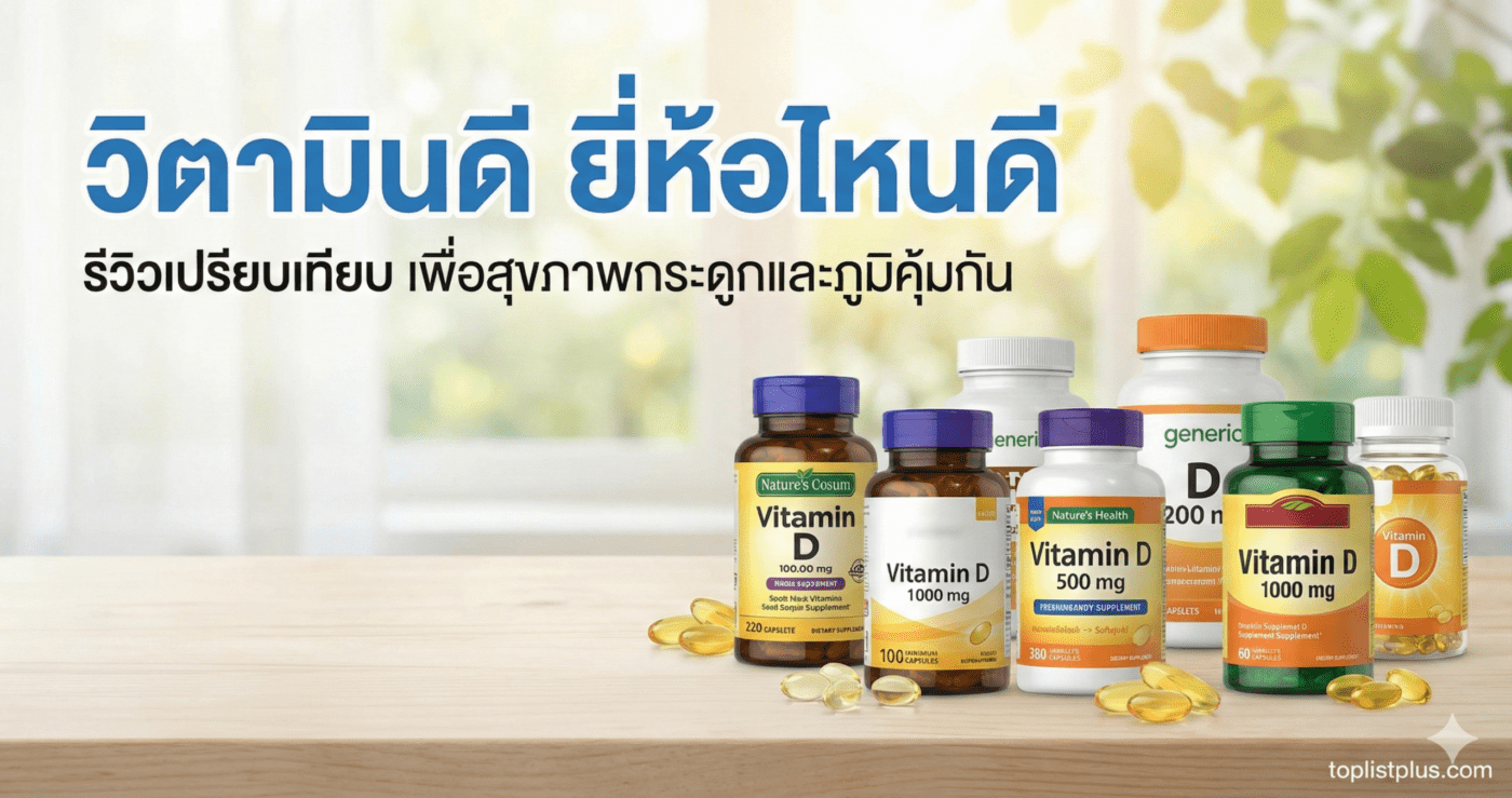 รูปภาพหน้าปกบทความรีวิวเปรียบเทียบอาหารเสริม วิตามินดี ยี่ห้อไหนดี เพื่อสุขภาพกระดูกและภูมิคุ้มกัน