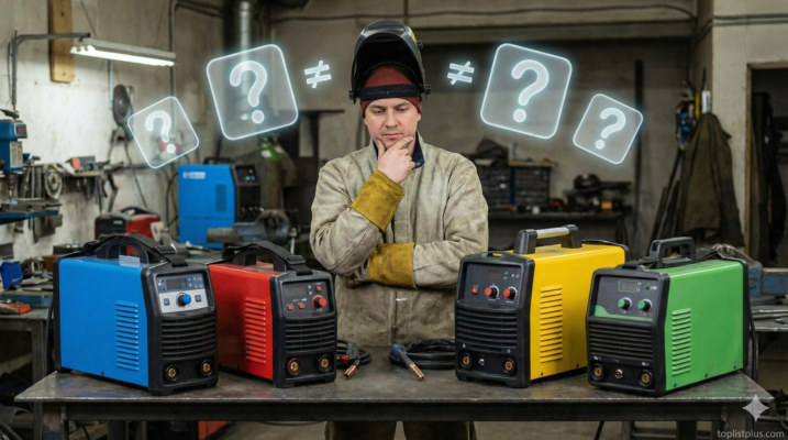 ช่างเชื่อมกำลังเปรียบเทียบและตัดสินใจเลือกซื้อ ตู้เชื่อมไฟฟ้า ยี่ห้อไหนดี จากหลายรุ่นที่วางอยู่ตรงหน้า